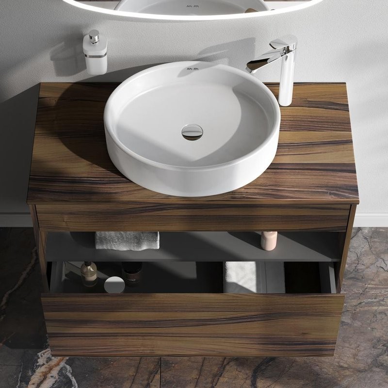 Тумба с раковиной AM.PM Func 100 дуб крафт, со столешницей, раковина M8FWCC20550WG