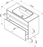 Тумба с раковиной AM.PM Func 100 дуб крафт, со столешницей, раковина M8FWCC20550WG