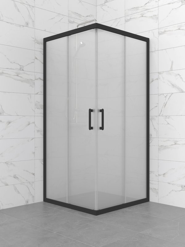 Душевой уголок Triton Фикс 90x90 см, без поддона, профиль черный, стекло вельвет