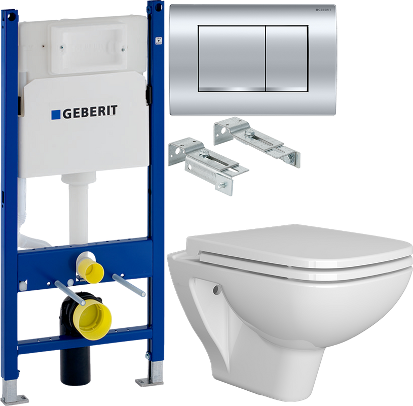 Комплект Унитаз подвесной VitrA Berg 5507B003-6280 с микролифтом + Инсталляция Geberit Duofix Delta 458.163.21.1 с кнопкой смыва, хром