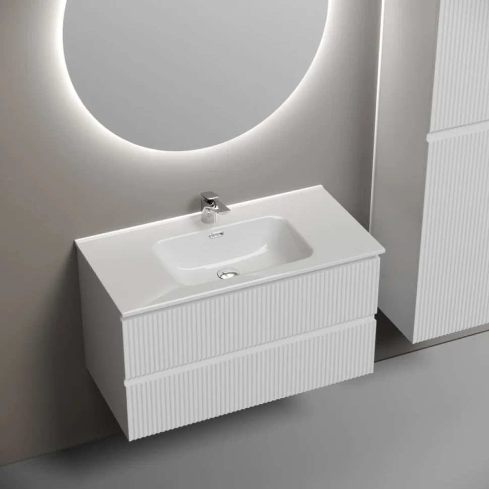 Тумба с раковиной Sancos Snob R 90 bianco, раковина CN7002