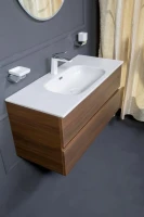 Тумба с раковиной Armadi Art Vallessi 100 дуб темный, с белой раковиной