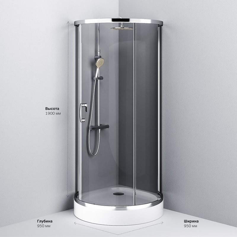 Душевой уголок AM.PM Like W83G-333-095CG 95х95, тонированное стекло