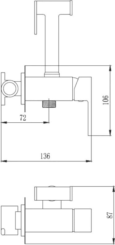 Гигиенический душ D-lin D183202-A со смесителем, черный, С ВНУТРЕННЕЙ ЧАСТЬЮ