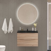 Мебель для ванной комнаты BelBagno Marino 80 подвесная, rovere bianco, черная раовина