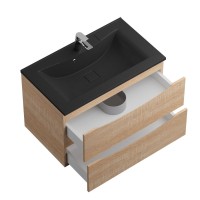 Мебель для ванной комнаты BelBagno Marino 80 подвесная, rovere bianco, черная раовина