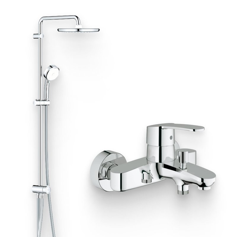 Душевой комплект Смеситель Grohe Eurostyle Cosmopolitan 33591002 + Стойка Tempesta Cosmopolitan System 250 26675000