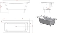 Ванна из искусственного камня Астра-Форм Нагано 190x90 см, встраиваемая, на ножках