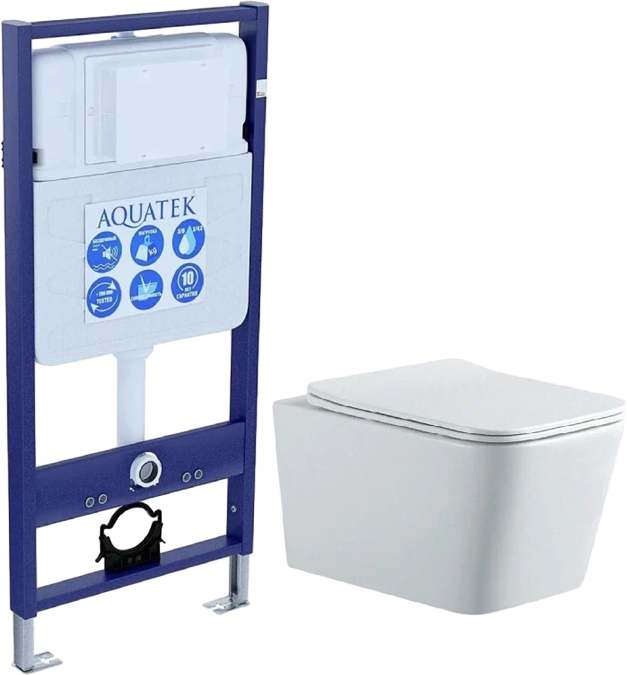 Комплект Унитаз подвесной AQUATEK Либра New AQ1148N-00 безободковый, с микролифтом + Инсталляция Standard INS-0000012
