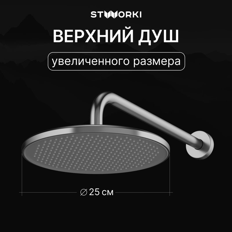 Душевой комплект STWORKI Левангер S07200GB С ВНУТРЕННЕЙ ЧАСТЬЮ, воронёная сталь