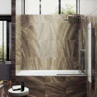 Шторка на ванну Maybahglass MGV-144-5у, 64x140, профиль матовый хром, стекло прозрачное