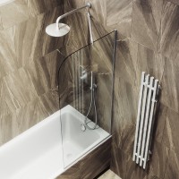 Шторка на ванну Maybahglass MGV-144-5у, 64x140, профиль матовый хром, стекло прозрачное