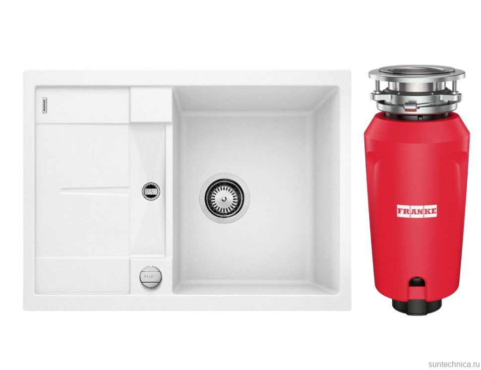 Комплект Мойка Blanco Metra 45S Compact 519576 белая + Измельчитель Franke