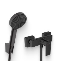 Душевой комплект Смеситель для душа Hansgrohe Vernis Shape 71650670, черный + Гарнитур Pulsify 105 1jet 24301670, 1,25, матовый черный