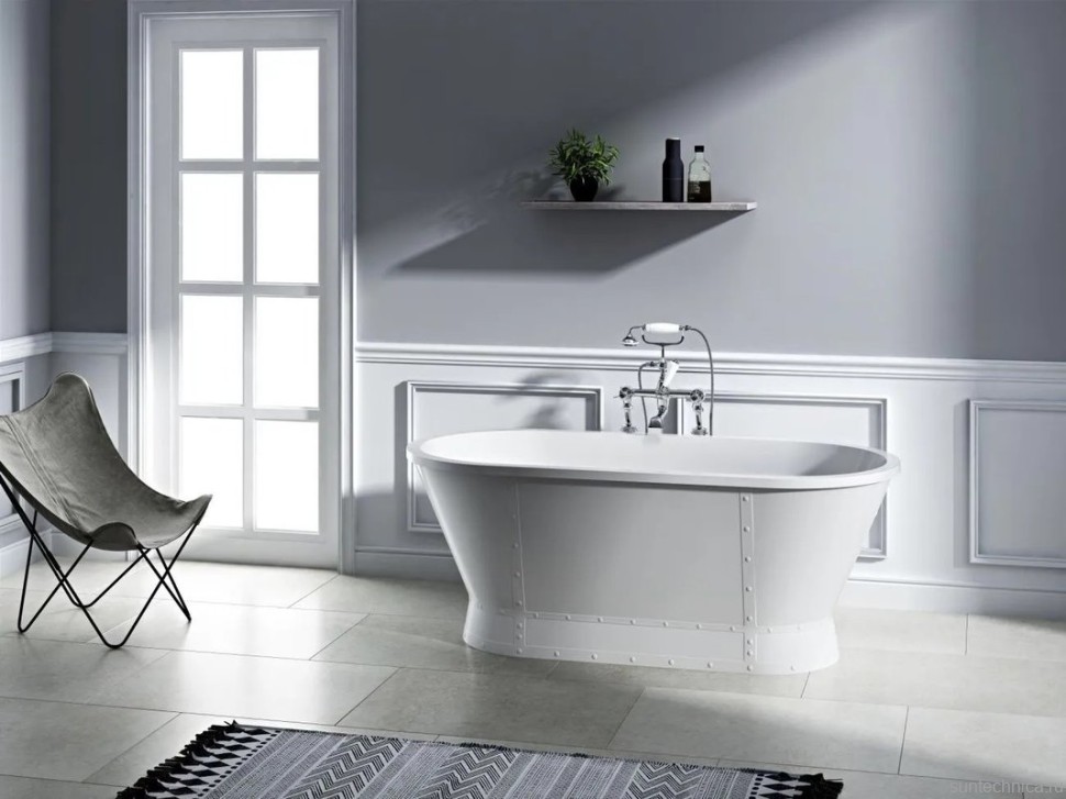 Акриловая ванна BelBagno BB35 170x80 см, отдельностоящая, белая, овальная, на ножках