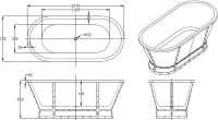 Акриловая ванна BelBagno BB35 170x80 см, отдельностоящая, белая, овальная, на ножках