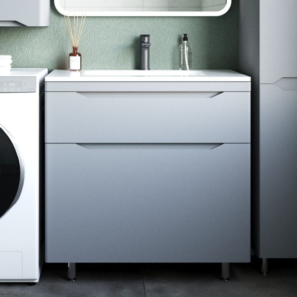 Тумба с раковиной Style Line Марелла 80 напольная, серая