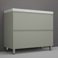 Тумба напольная "Манхэттен 100" ЭМАЛЬ, под раковину ASTI, 2 ящика, PLUS, олива