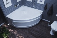 Акриловая ванна AQUATEK Сириус SIR164-0000002 165x165 см, угловая, пристенная, белая, четверть круга, вклеенный каркас, с экраном, с сиденьем, со сливом-переливом