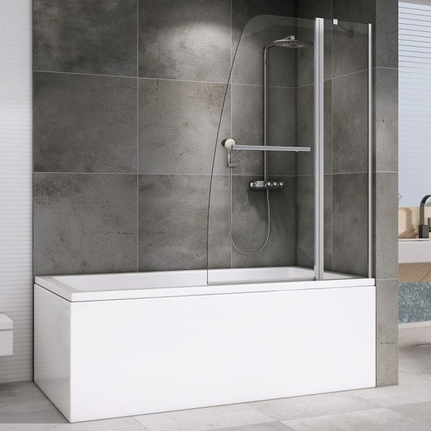 Шторка на ванну Abber Ewiges Wasser AG50100 100x140, профиль хром, стекло прозрачное
