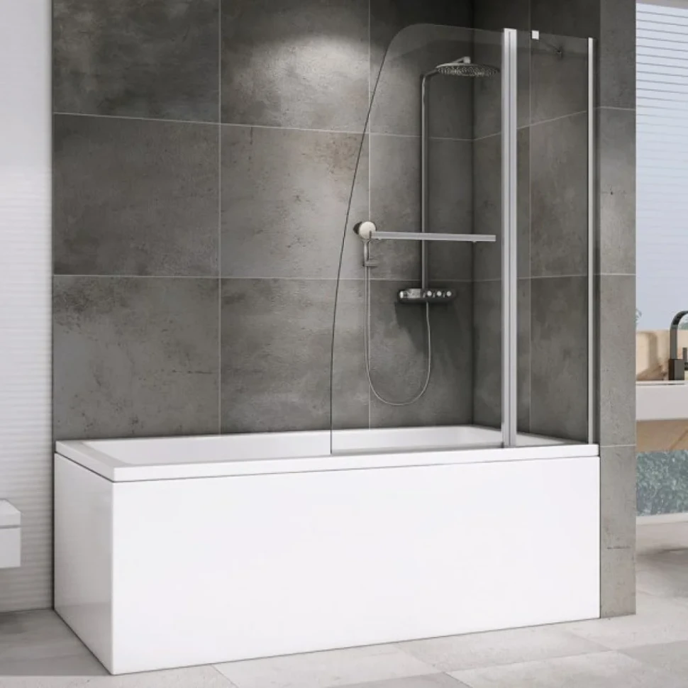 Шторка на ванну Abber Ewiges Wasser AG50100 100x140, профиль хром, стекло прозрачное