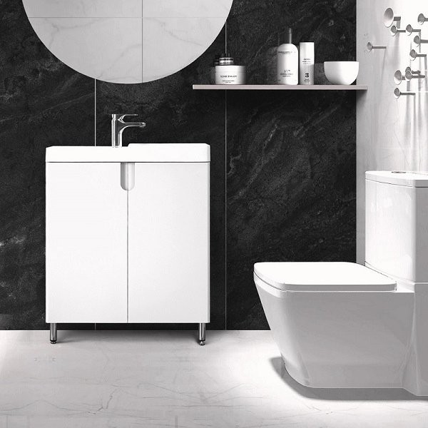 Тумба с раковиной Belux Даллас 60 R напольная, белая глянцевая