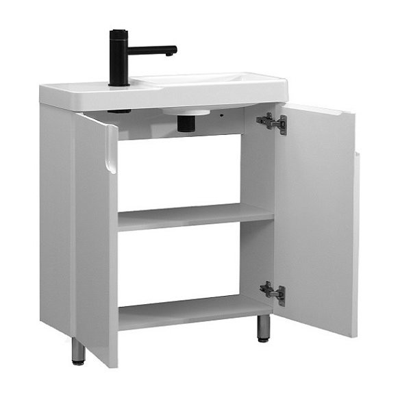 Тумба с раковиной Belux Даллас 60 R напольная, белая глянцевая