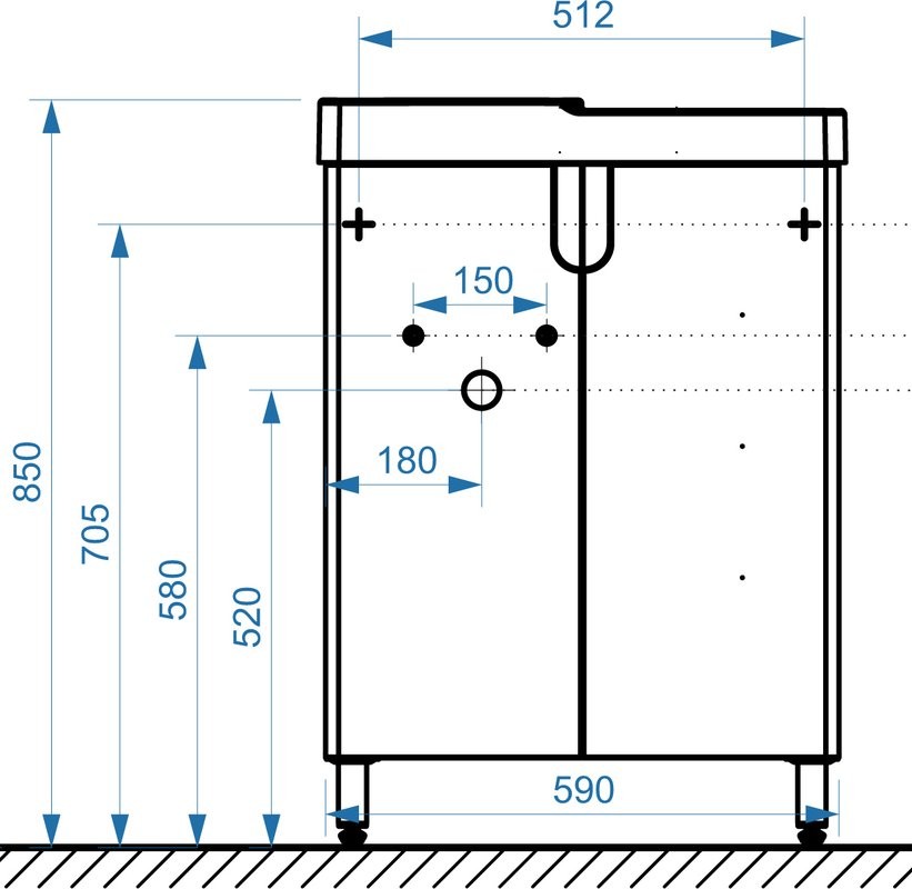 Тумба с раковиной Belux Даллас 60 R напольная, белая глянцевая
