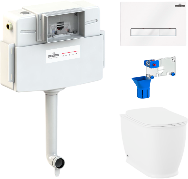 Комплект Lavinia Boho Унитаз приставной Bell Pro 33014040 + Крышка-сиденье Bell Pro 33290100 с микролифтом + Бачок скрытого монтажа RelFix 38020010 + Кнопка RelFix 3805003W + Дозатор RelFix 38040010