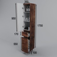 Шкаф пенал для ванной Style Line Атлантика 35 L, старое дерево