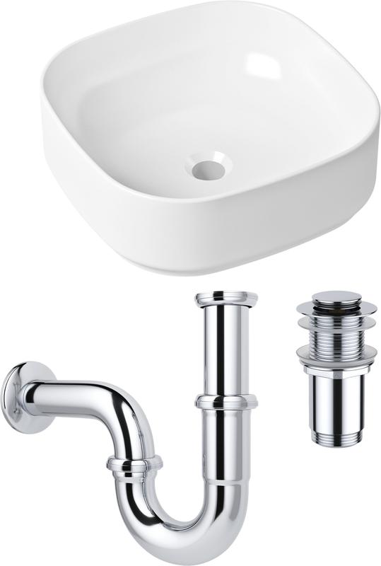 Комплект Накладная раковина Lavinia Boho Bathroom Sink Slim 33311006 + Донный клапан Wellsee Drainage System 182134000 хром + Сифон 182102000 хром