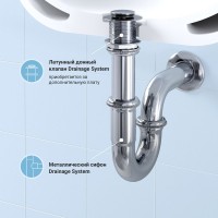 Комплект Накладная раковина Lavinia Boho Bathroom Sink Slim 33311006 + Донный клапан Wellsee Drainage System 182134000 хром + Сифон 182102000 хром