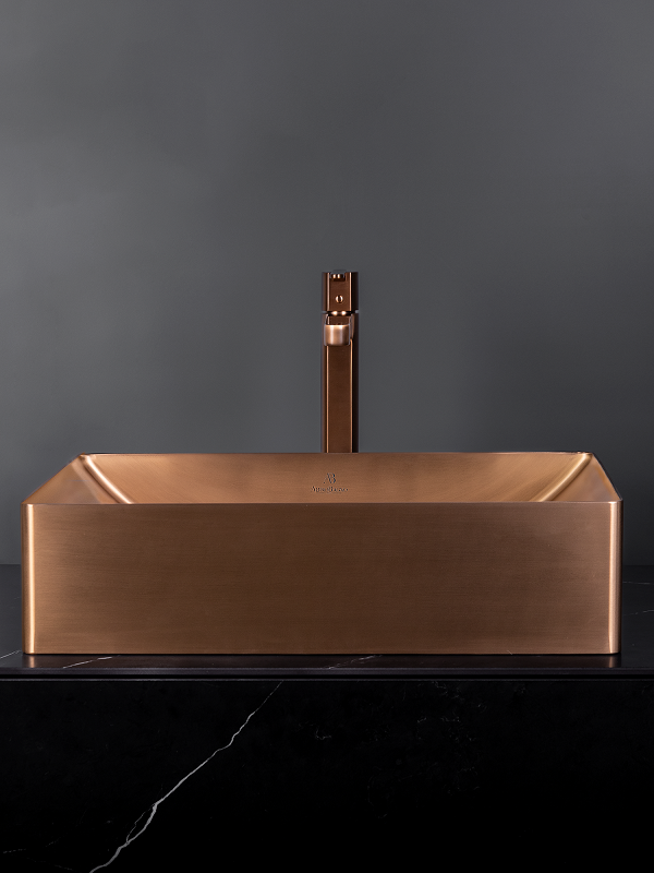 Накладная раковина AltroBagno Futuro 001015 RaSp 50 матовая медь, прямоугольная, нержавеющая сталь