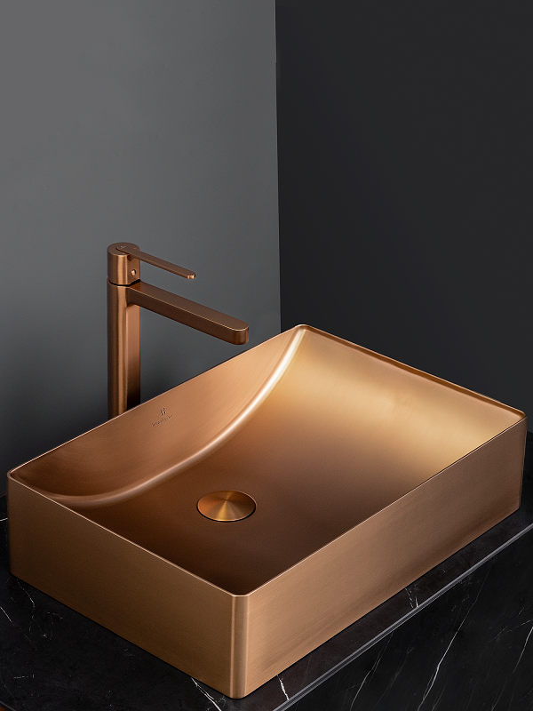 Накладная раковина AltroBagno Futuro 001015 RaSp 50 матовая медь, прямоугольная, нержавеющая сталь