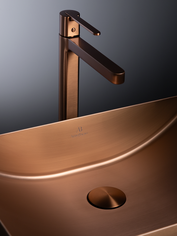 Накладная раковина AltroBagno Futuro 001015 RaSp 50 матовая медь, прямоугольная, нержавеющая сталь