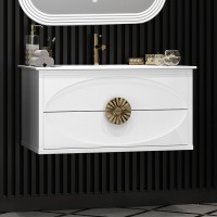 Тумба с раковиной Opadiris Ибица 90 подвесная, фурнитура золото