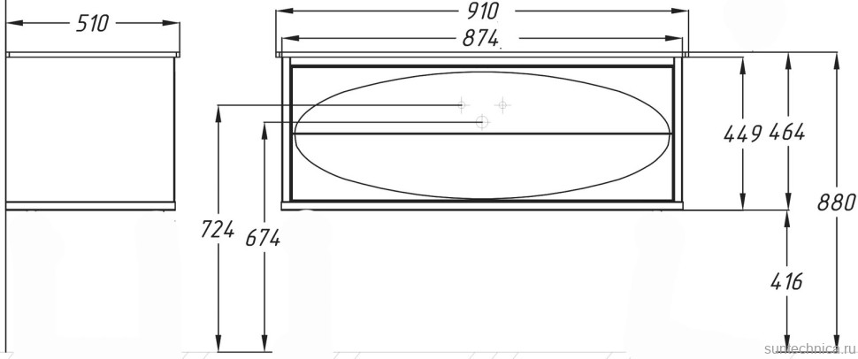 Тумба с раковиной Opadiris Ибица 90 подвесная, фурнитура золото