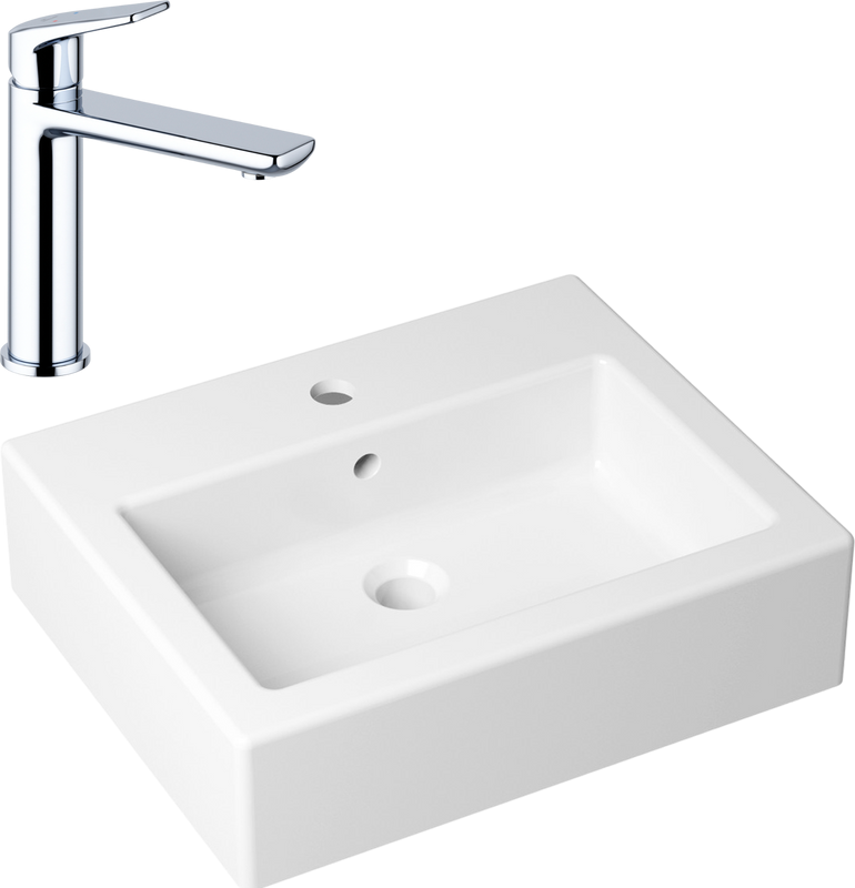 Комплект Накладная раковина Lavinia Boho Bathroom Sink 33311014 + Смеситель Wellsee ICON! for life 182301000 хром