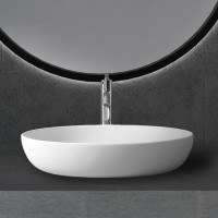 Накладная раковина Abber Stein AS2619 60 матовая белая, овальная, искусственный камень