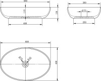 Накладная раковина Abber Stein AS2619 60 матовая белая, овальная, искусственный камень