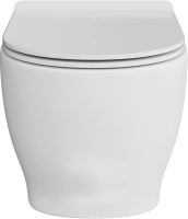 Комплект Унитаз подвесной KERAMA MARAZZI Modula MO.wc.02 безободковый, с микролифтом, глянцевый белый + Инсталляция + Кнопка FPS.A.RGM розовое матовое золото