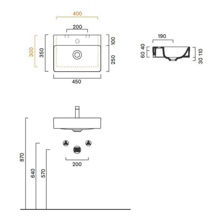 Накладная раковина Catalano Green 0420450001 глянцевая белая, прямоугольная