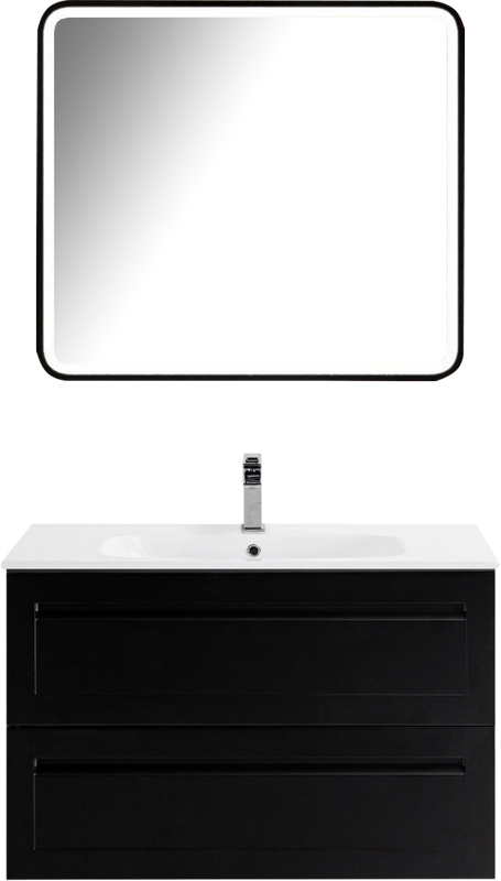 Мебель для ванной комнаты Art&Max Platino 90 подвесная, черная матовая