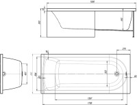 Акриловая ванна Alex Baitler Michigan 180x80 см, встраиваемая, белая, с экраном