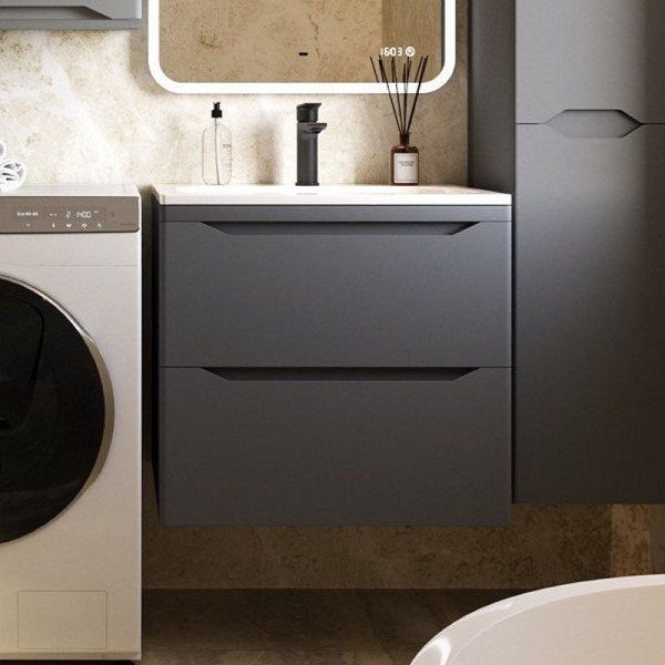 Тумба под раковину Style Line Марелла 60 подвесная, антискрейтч, серая