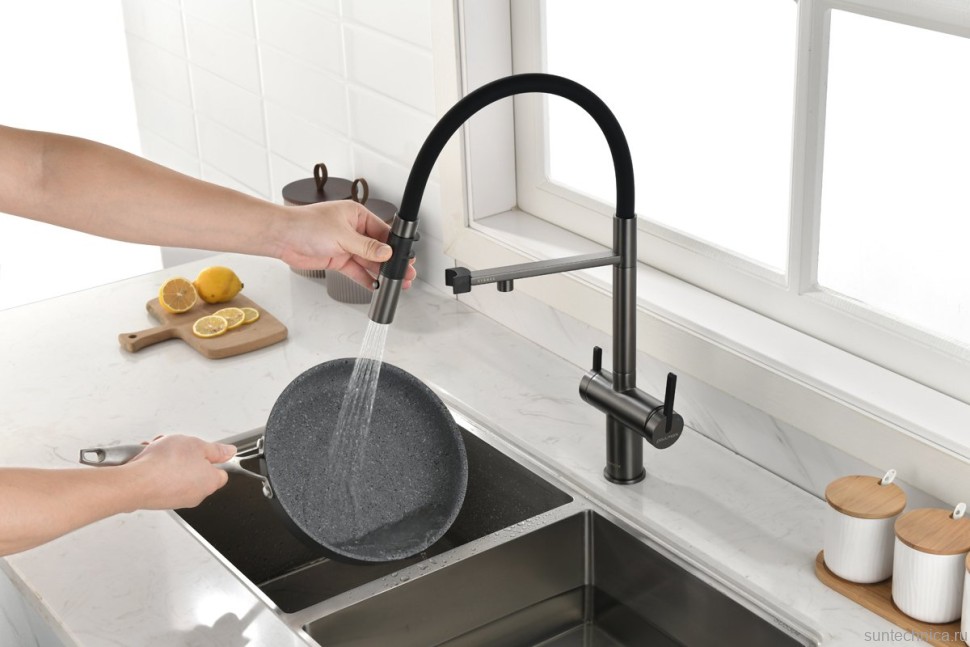 Смеситель для кухни Gravity, вороненая сталь, Gr213888-GM, Starke-Paulmark