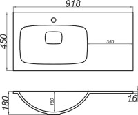 Мебельная раковина Aqwella 5 stars Malaga 92 L накладная, белая, прямоугольная, искусственный мрамор