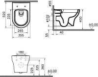 Комплект Унитаз подвесной VitrA Zentrum Round 7786B003-0075 безободковый + Крышка 801-003-019 с микролифтом + Инсталляция Geberit Duofix Delta 458.163.21.1 с кнопкой смыва, хром