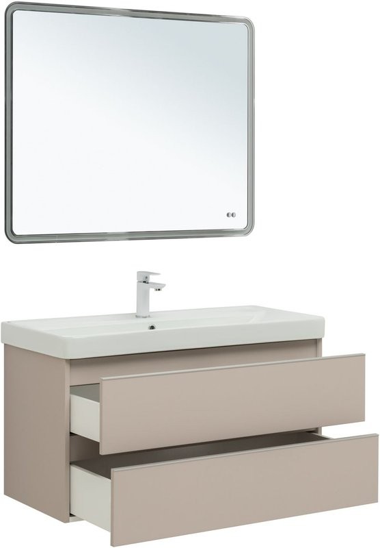 Мебель для ванной комнаты Aquanet Вега 100 подвесная, бежевая