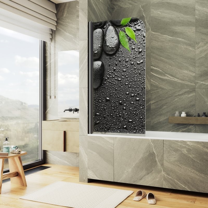 Шторка на ванну Maybahglass MGV-928-ФП006-6 60 см, профиль черный